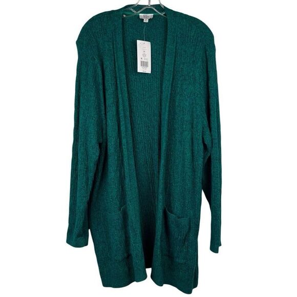New! NWT Kim Rogers Green Marble Cable Cardigan 2X - Picture 1 of 9